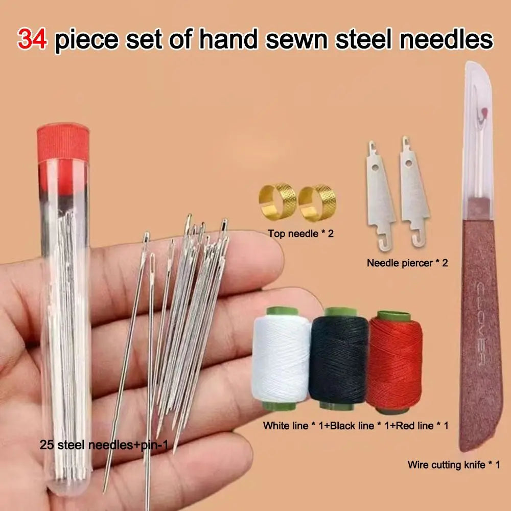 34-Piece Stainless Steel Sewing Needle Kit – Multi-Size Set