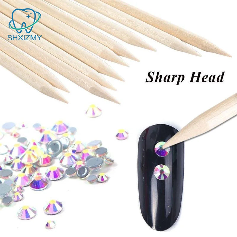 50/100Pcs Dual-Tip Orangewood Cuticle Pusher Sticks for Nails