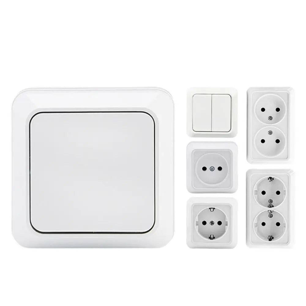 EU Standard White Rocker Wall Switch – Flame Retardant Surface Mount