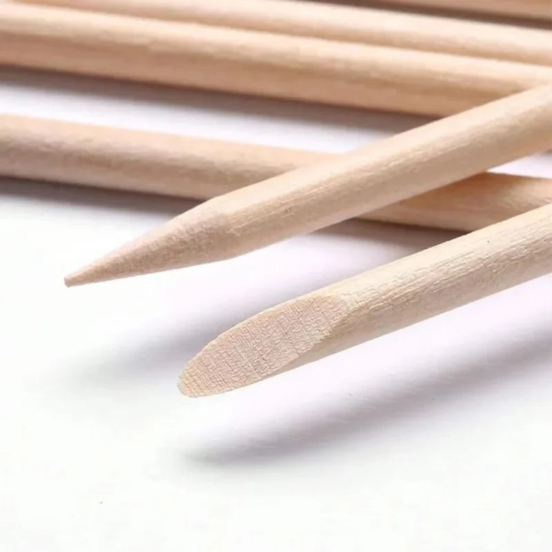 50/100pcs Orange Wood Cuticle Pusher Sticks – Nail Art Tool