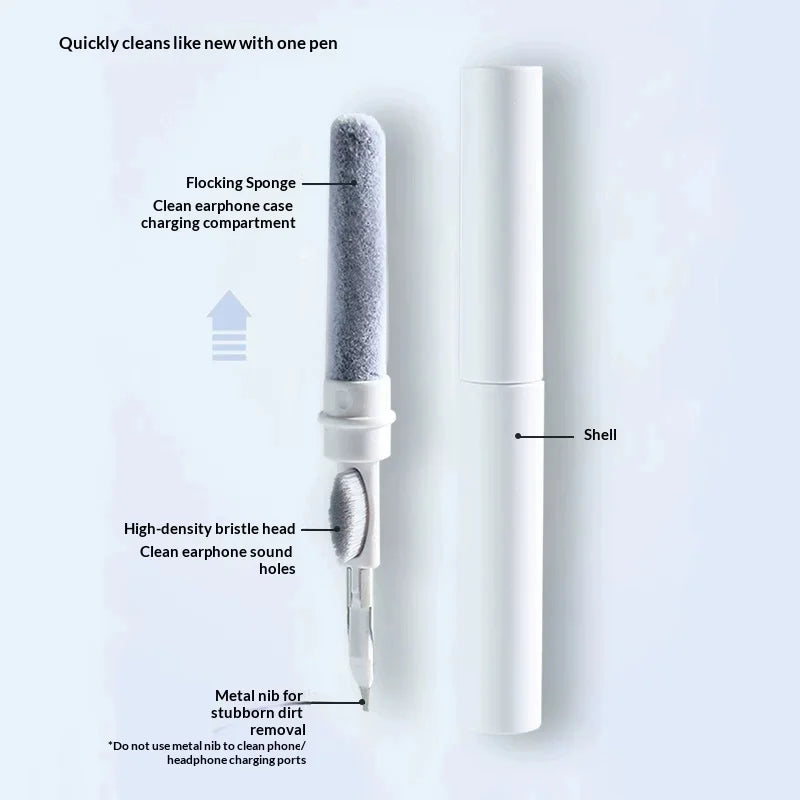 3-in-1 Earbud Cleaning Pen – Brush, Tip & Sponge Kit