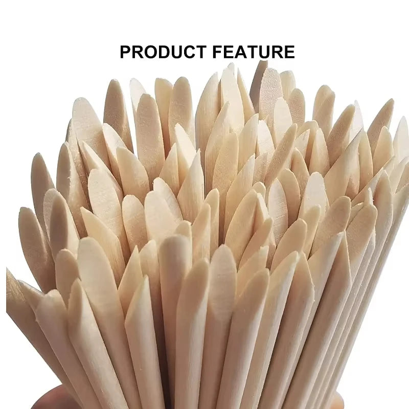 50/100pcs Orange Wood Cuticle Pusher Sticks – Nail Art Tool