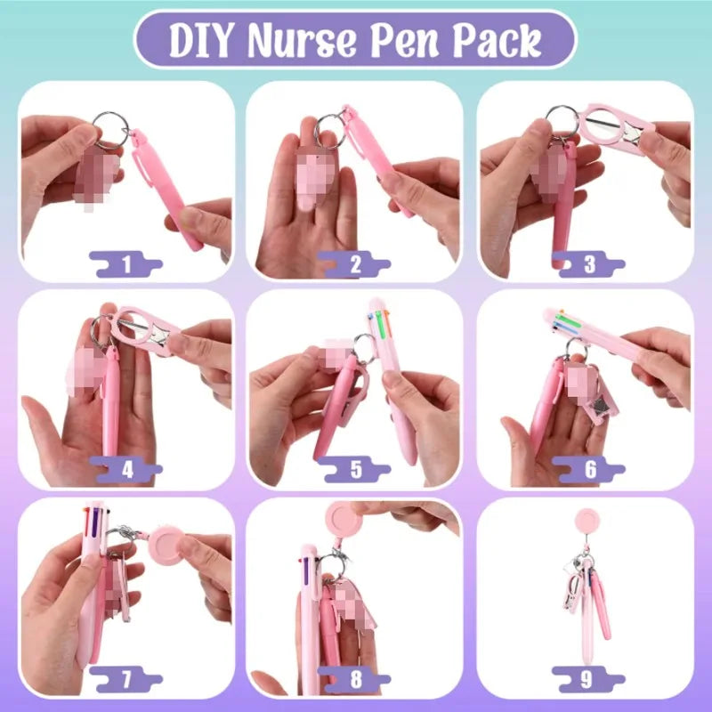 Nurse Pen Set – Badge Clip, Pen, Highlighter & Folding Scissors