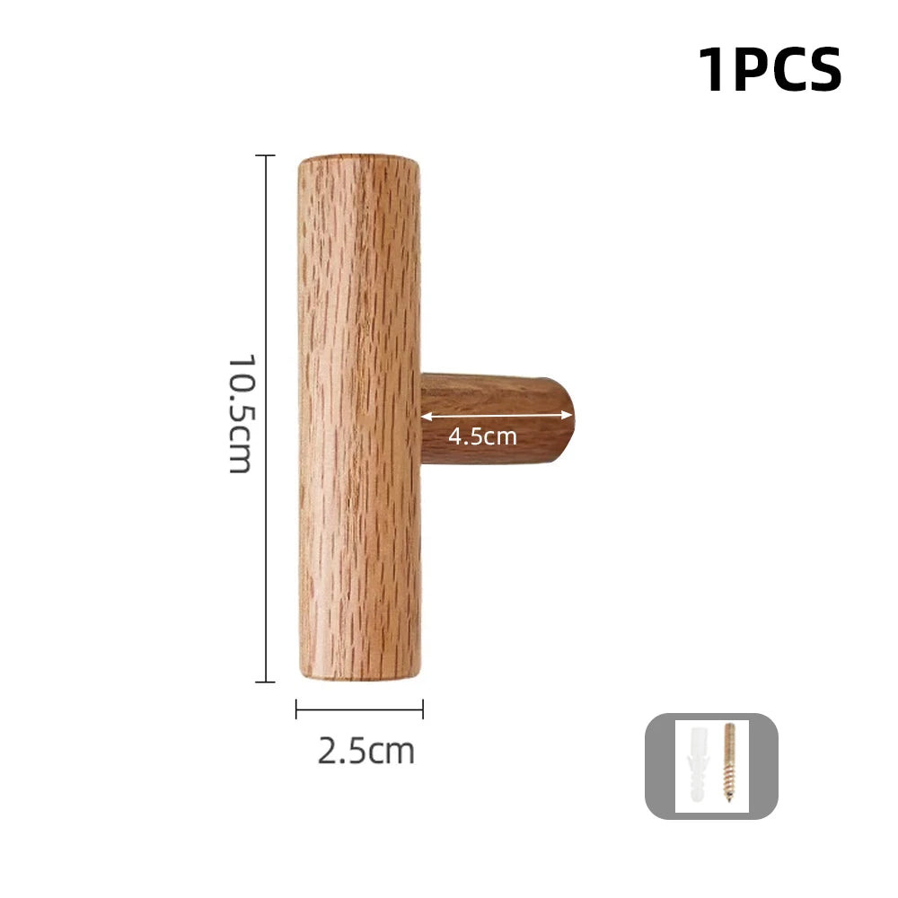 Walnut Wood Wall Hook Rack – Handmade Coat & Hat Hooks