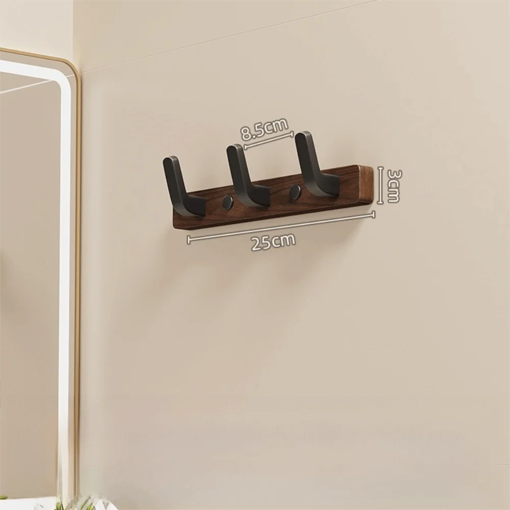 Wall Mounted Walnut Wood Clothes Hook – No Drill Entryway Organizer