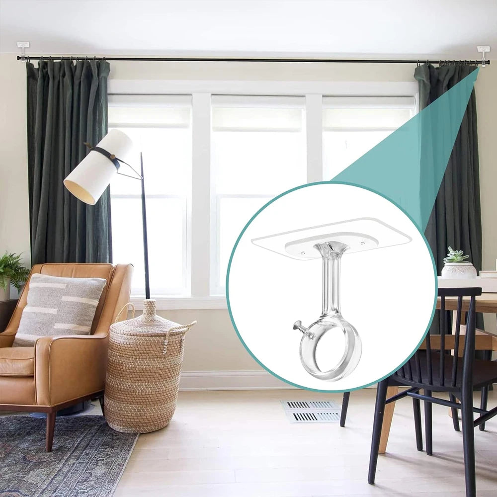 No-Drill Self Adhesive Curtain Rod Brackets – Wall & Ceiling