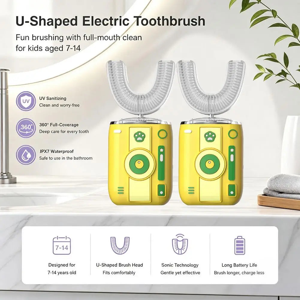 U-Shaped Kids Electric Toothbrush | Silicone, USB Charging