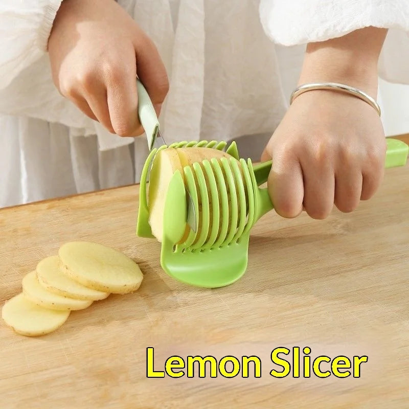 Handheld Fruit & Vegetable Slicer Clip | Lemon Tomato Cutter