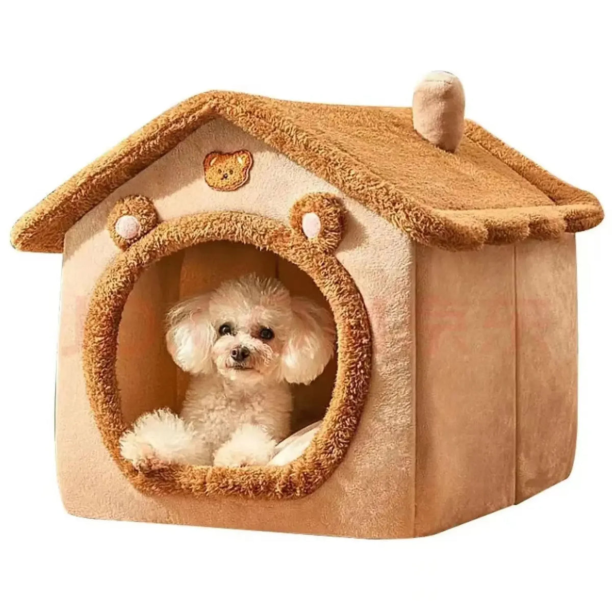 Indoor Soft Pet Tent House – Warm Dog & Cat Bed, Washable Cushion
