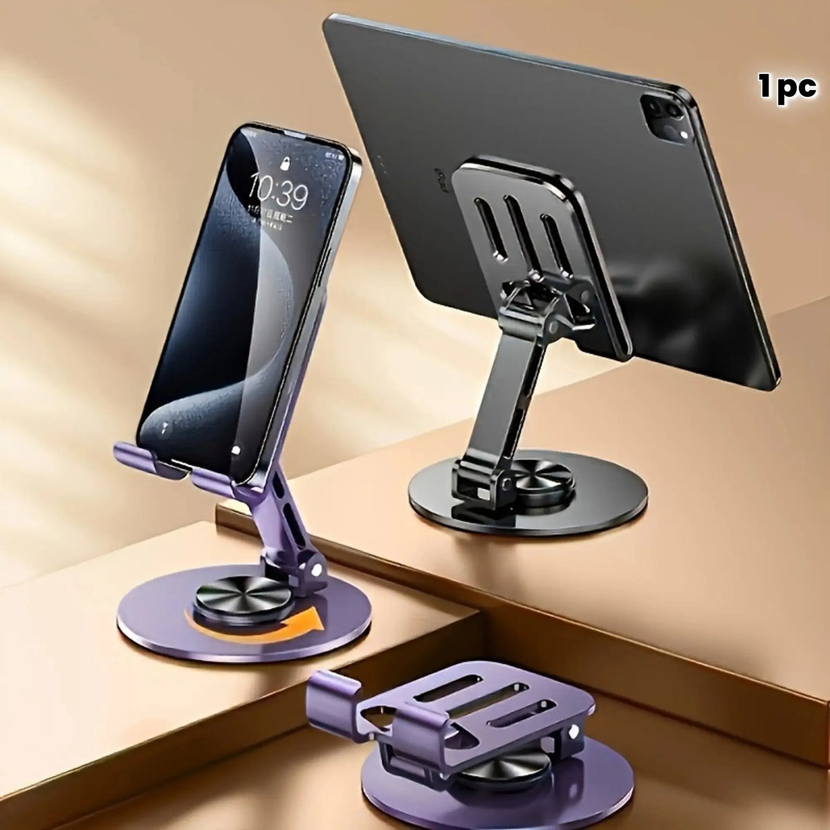 Foldable Aluminum Phone & Tablet Stand – 360° Multi-Angle