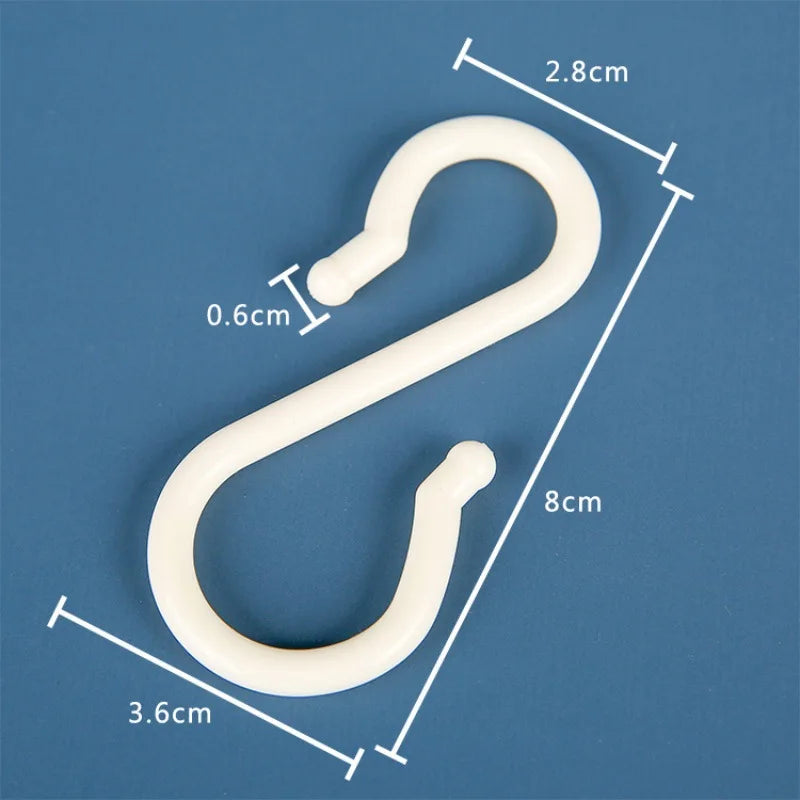 8-Pack Plastic S-Shaped Hooks – Multi-Purpose Home Storage