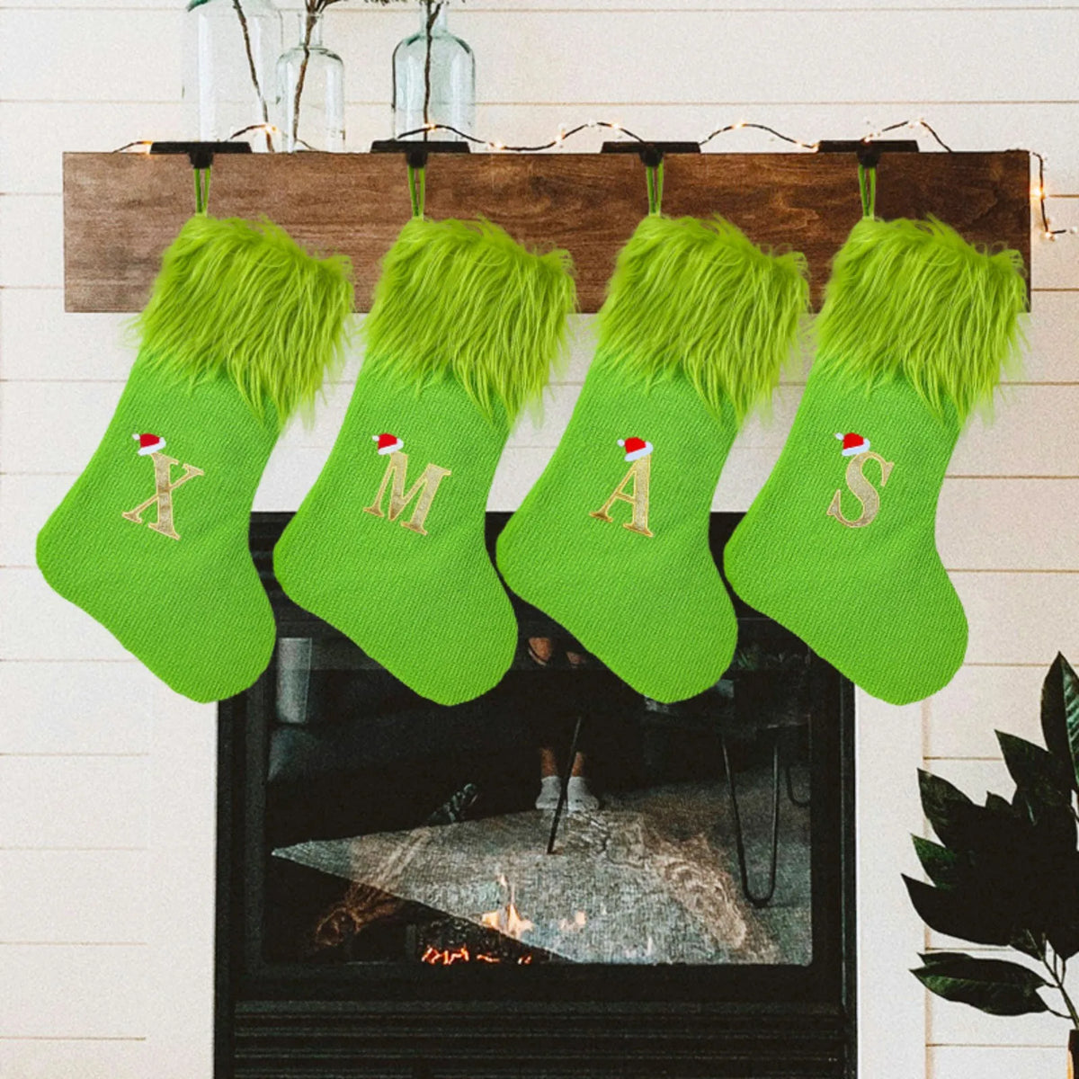 Large Knitted Christmas Stockings with Alphabet Letters – 18"