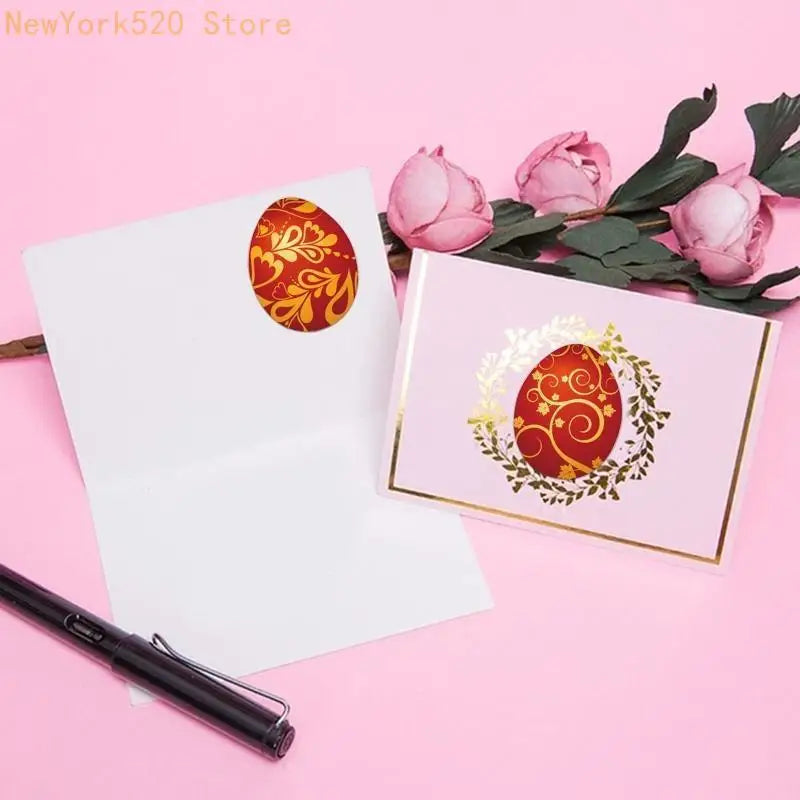 500pcs Happy Easter Egg Stickers Roll – Party Seals & Labels