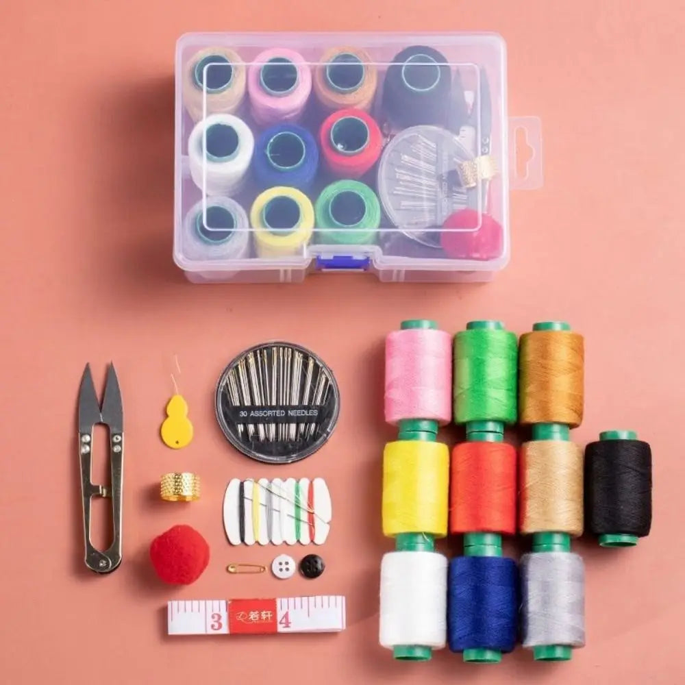 21-Piece Sewing Kit with Storage Box & 10-Color Thread Set