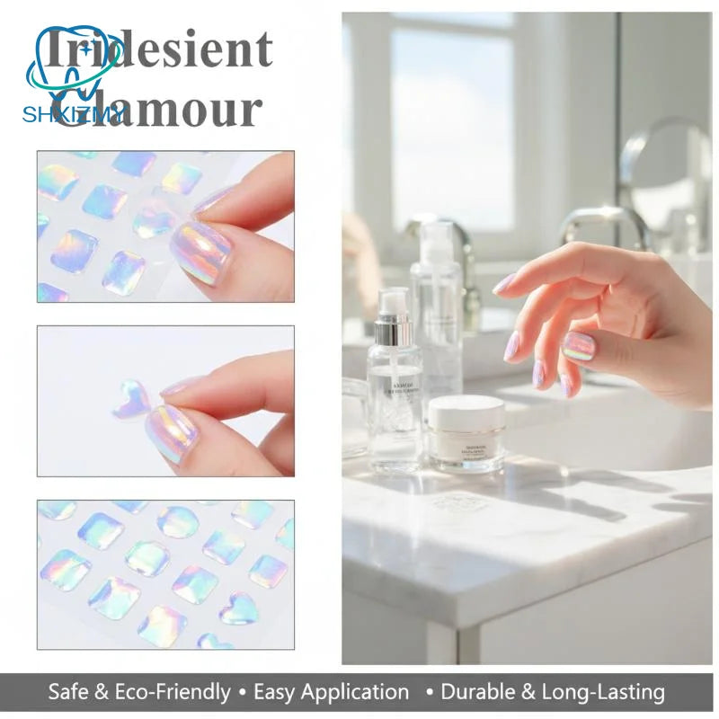 Aurora Glass Nail Foil Stickers – Iridescent Ice Cube Art 6/11pk