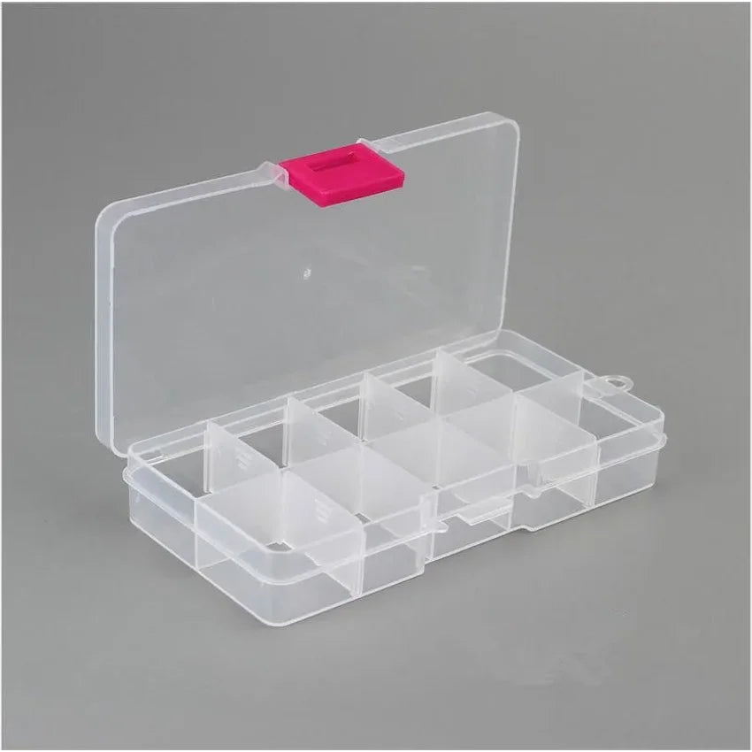 10-Slot Adjustable Plastic Jewelry Organizer Box – Bead Storage