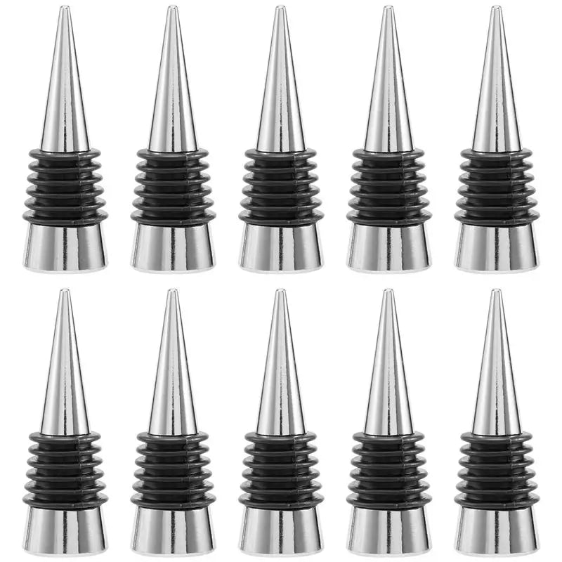 10-Pack Reusable Airtight Wine Bottle Stoppers – Silver