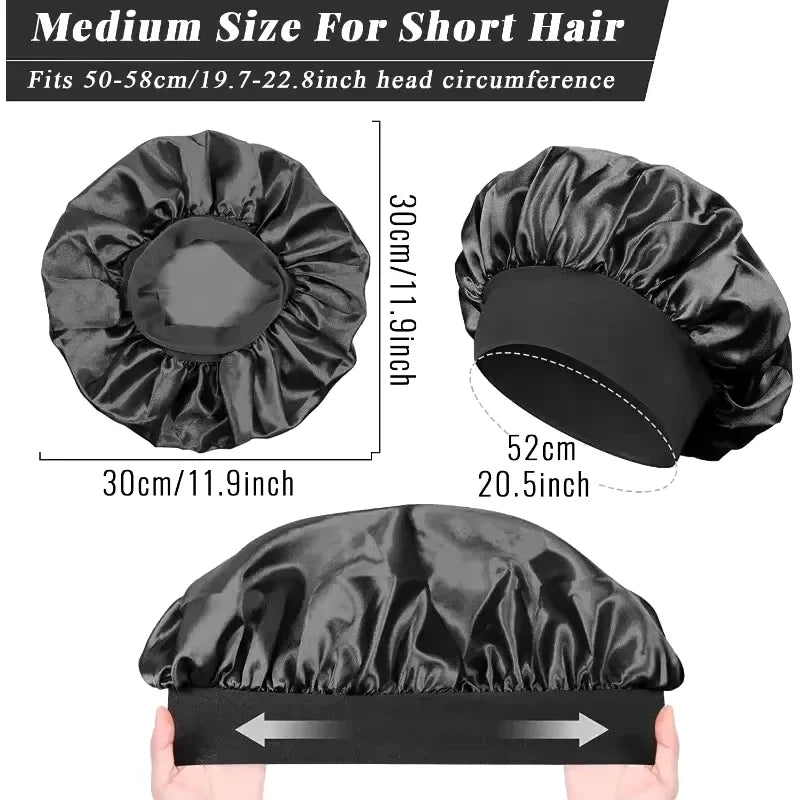 Satin Sleep Cap Hair Wrap – Wide Elastic, Fits All Hair Types