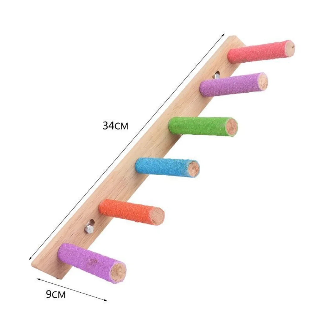 Colorful Wooden Bird Ladder 4/6/8 Rung Parrot Climbing Perch