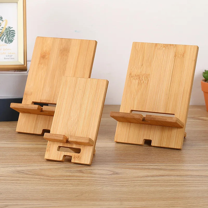 Wooden Phone Stand 2-Pack Foldable Desktop Tablet Holder