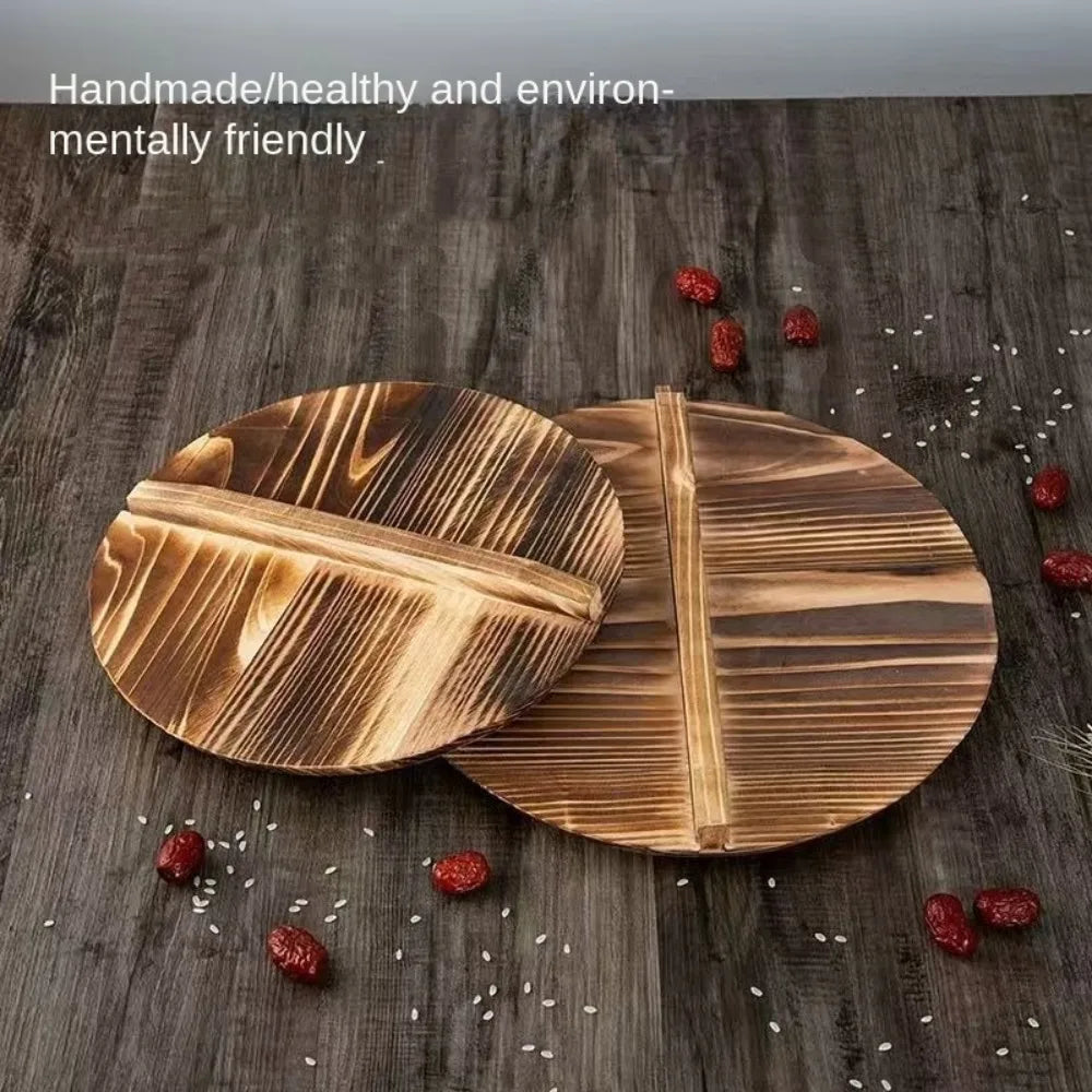 Wooden Wok Pot Lid 22–34cm | Fir Wood Round Pan Cover