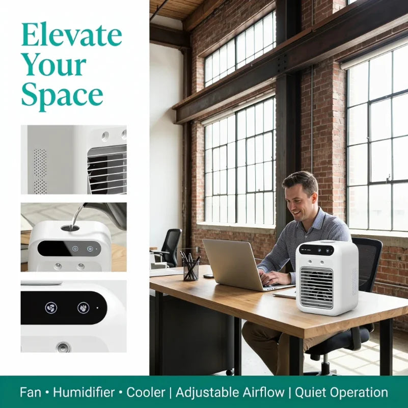 Mini USB Portable Cooling Fan & Humidifier – Home & Office