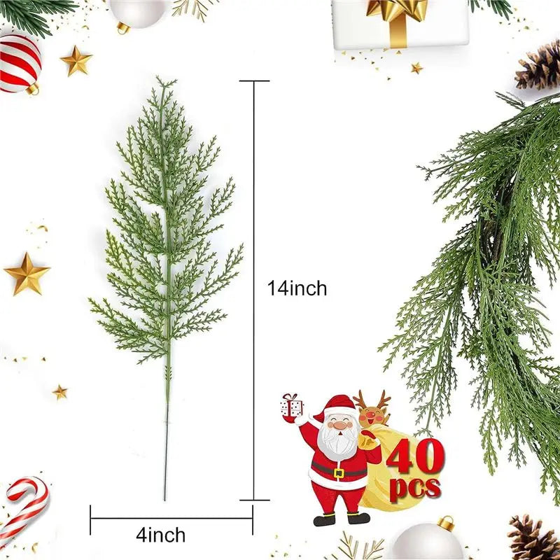 80-Pc Artificial Cedar Sprigs Faux Pine Branches Christmas Greenery