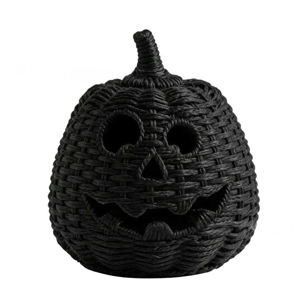 Halloween Woven Seagrass Pumpkin Basket | Witch Hat & LED