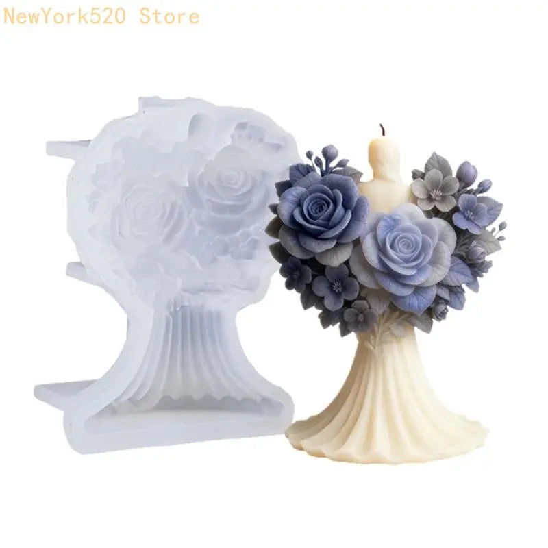 Rose Bride Silicone Mold – 3D Floral Cake & Soap Baking Mould