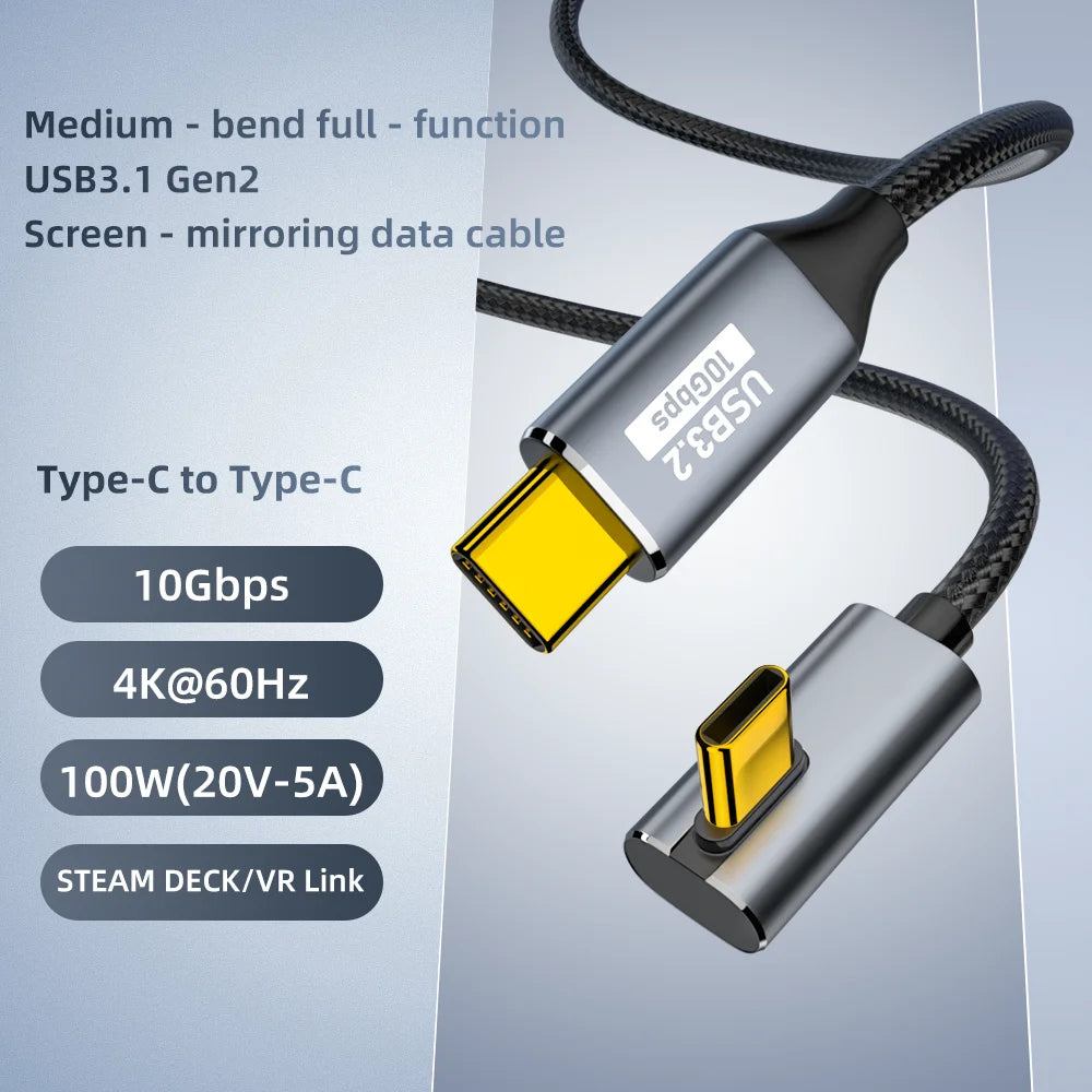 USB-C 3.2 Gen 2 Cable 100W 10Gbps 4K 60Hz Fast Charging