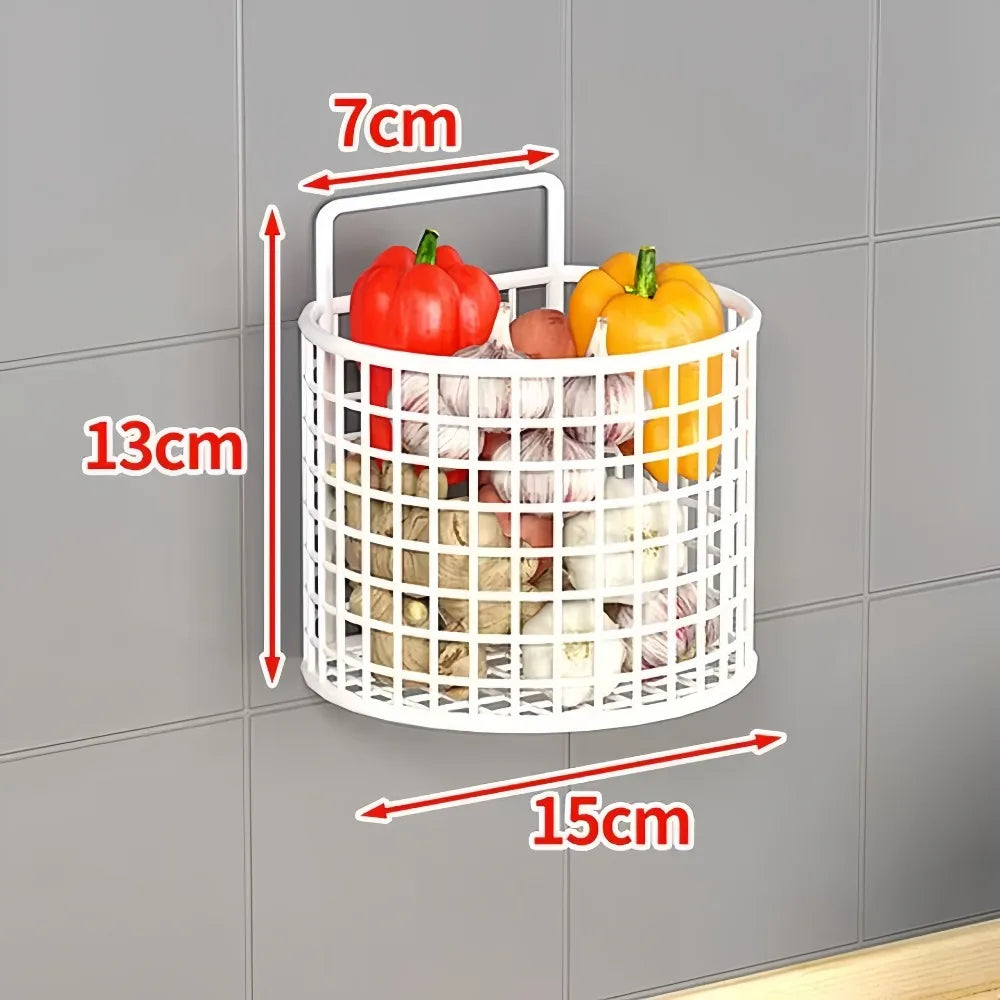 Wall Mounted Metal Storage Basket Rack – Kitchen & Bathroom