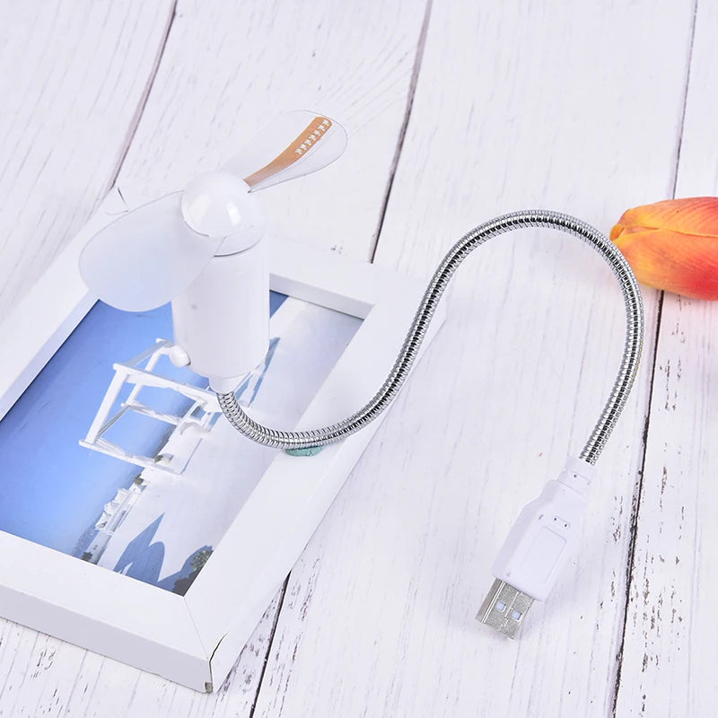 Mini USB LED Clock Fan – Flexible Desk Fan for Laptop & PC