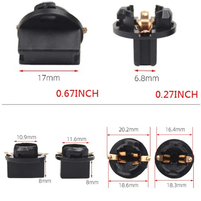 10-Pack T10 W5W Wedge Bulb Socket Holders – Twist Lock