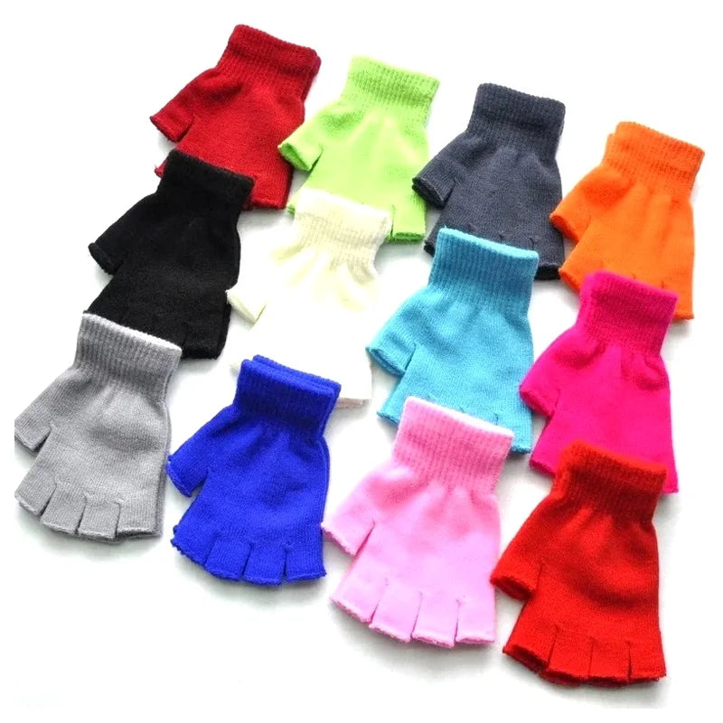 Fingerless Knit Gloves – Unisex Half Finger Winter Wrist Gloves