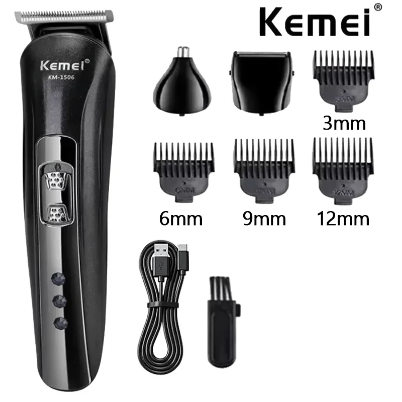 Kemei KM-1506 3-in-1 Electric Shaver & Hair Trimmer USB