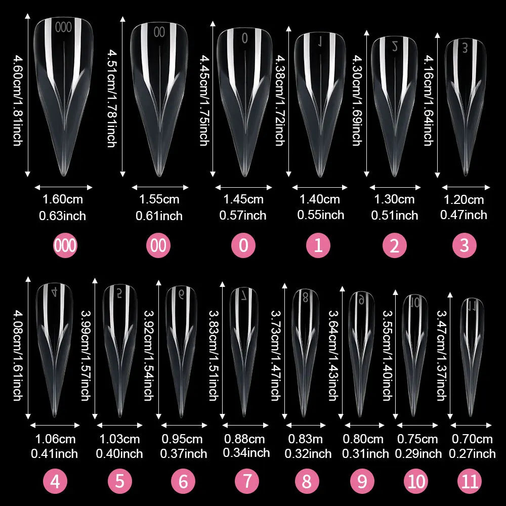 140Pcs Clear Stiletto Nail Tips – Eagle & Cat Claw Forms