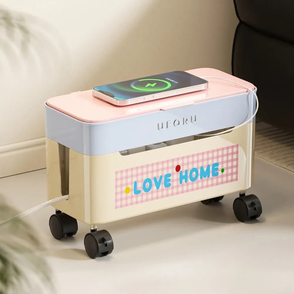 Large Capacity Cable Organizer Box with 360° Swivel Wheels