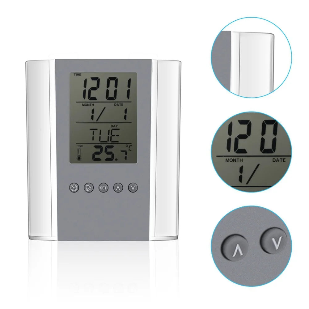 Digital Alarm Clock with Pen Holder, Temperature & Calendar