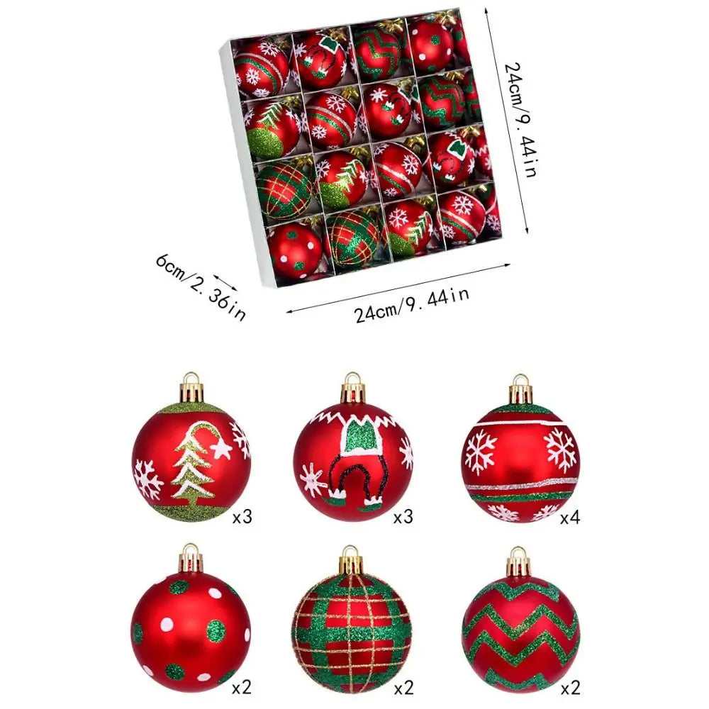 16-Piece Multicolor Christmas Ball Ornaments Set – 6cm