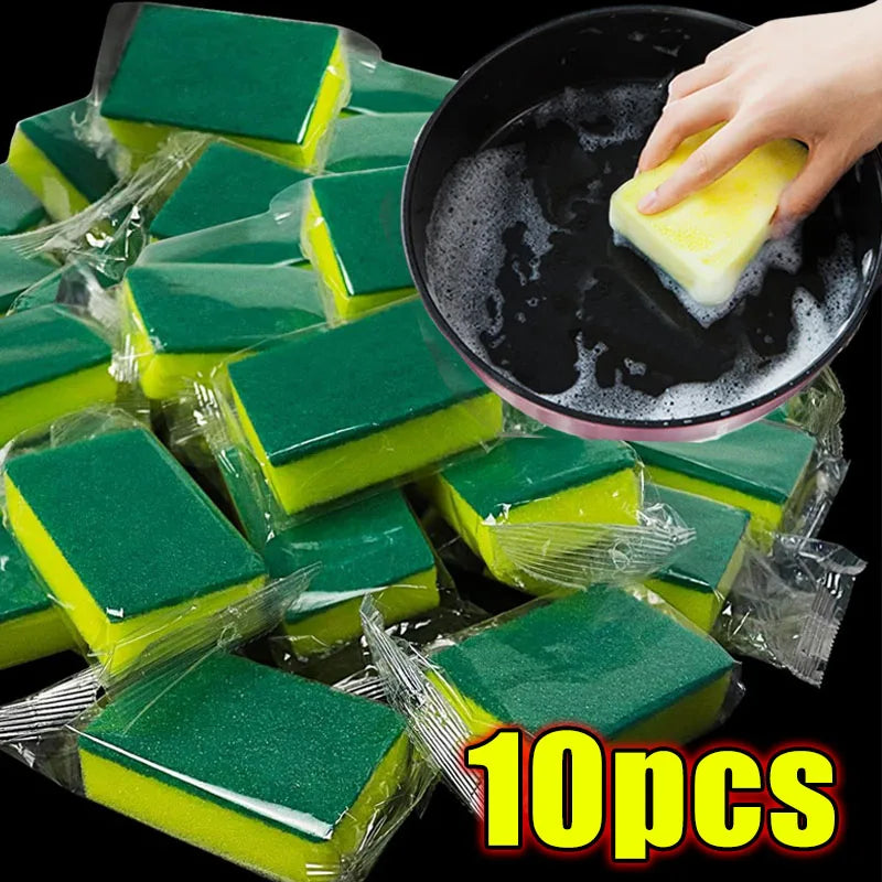 10-Pack Kitchen Sponge Scouring Pads – Dual-Side Scrub