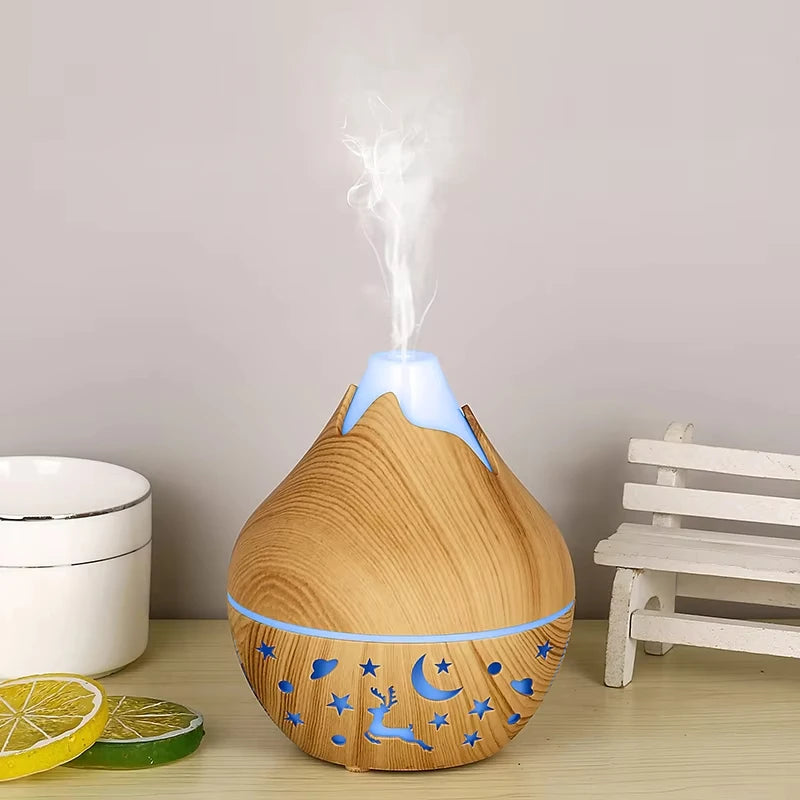 USB Cool Mist Aroma Diffuser & Humidifier 200ml Wood Grain