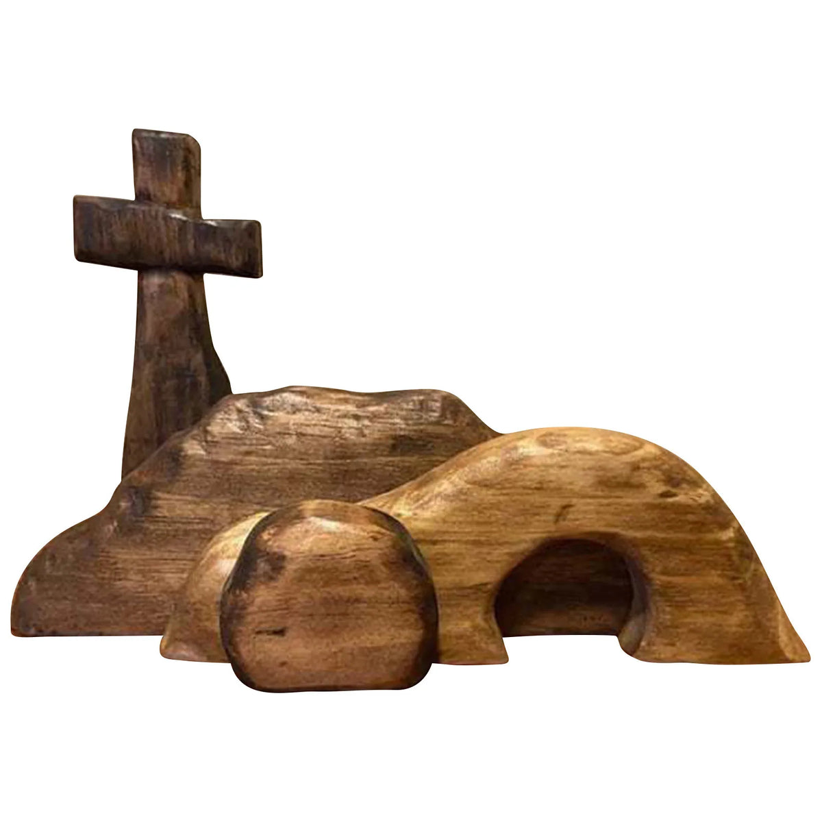 Easter Resurrection Scene Wooden Figurine Set – Christ & Tomb