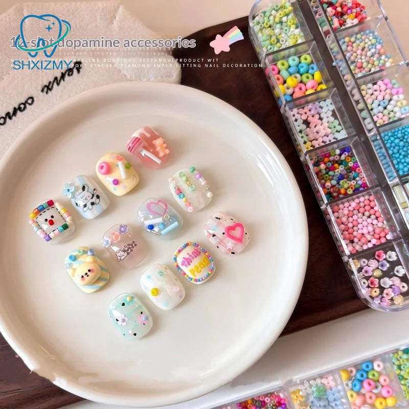 3D Nail Art Resin Beads Flower Decorations – 12/36 Grid Box