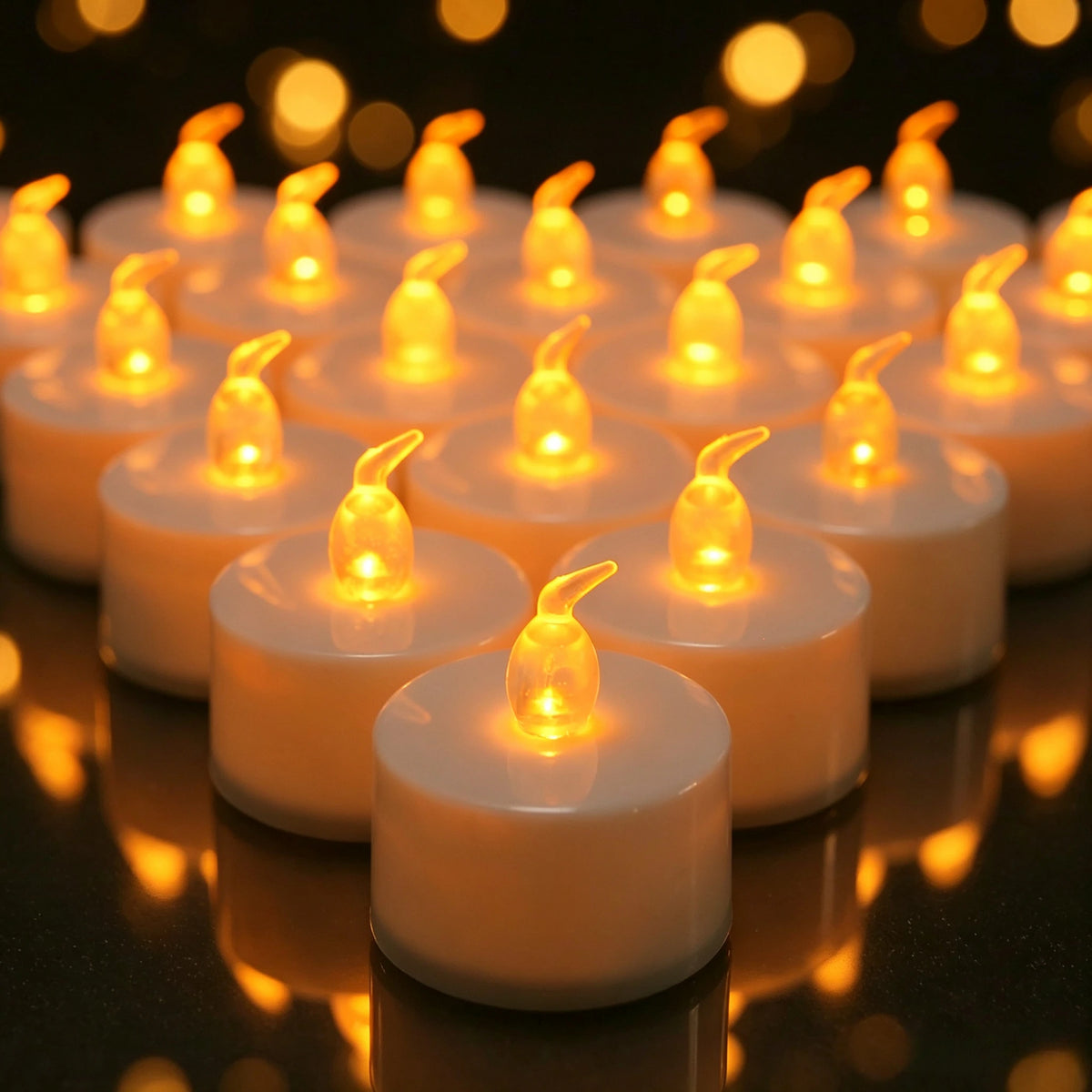 12/24 Pack Flickering LED Flameless Tealight Candles Battery Operated