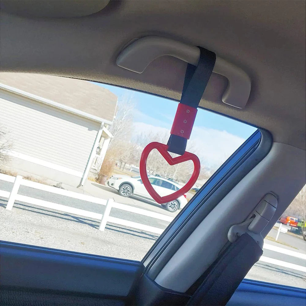 Heart-Shaped Car Hanging Ornament Plastic Pull Ring Decor