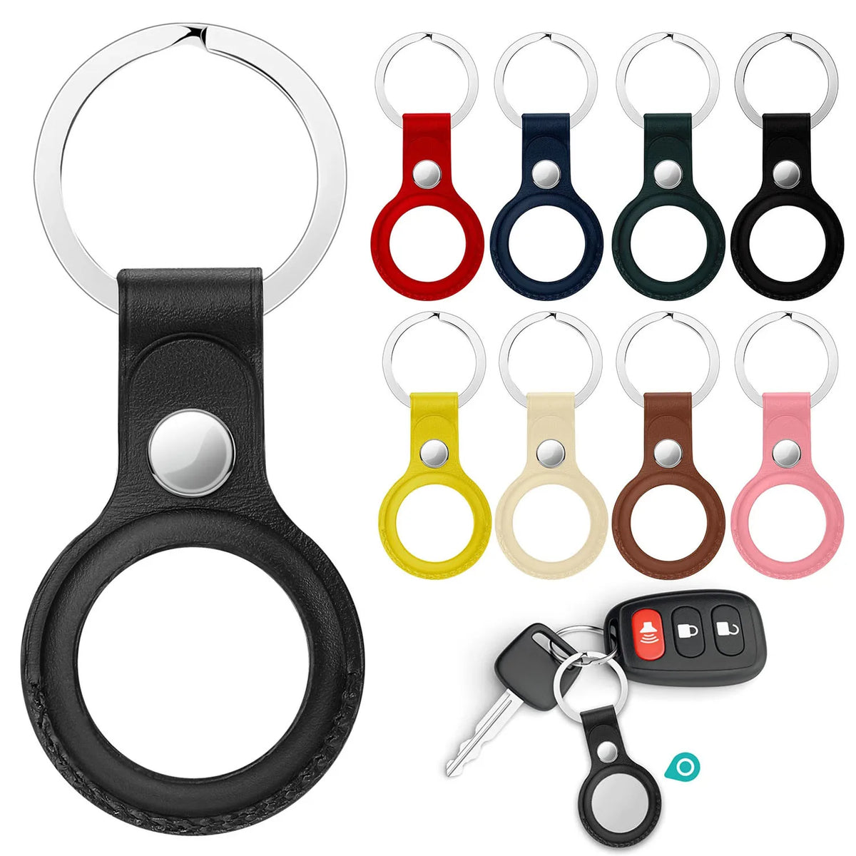Round Colorful Keychain Holder Loop Ring Organizer Case