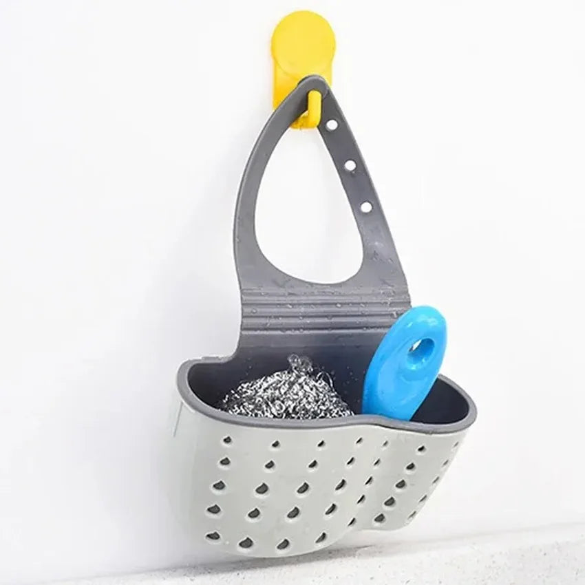 Adjustable Kitchen Sink Drain Basket – Sponge & Soap Holder
