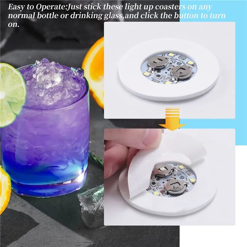 VIBE 12-Pack LED Light-Up Coaster Sticker Discs for Parties