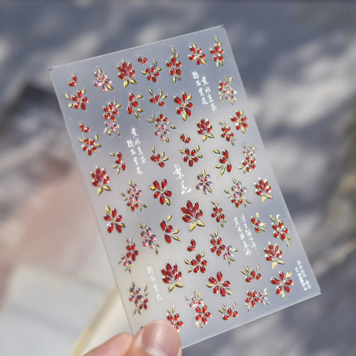 Red Spider Lily & Peony Nail Stickers – Floral Manicure Decals