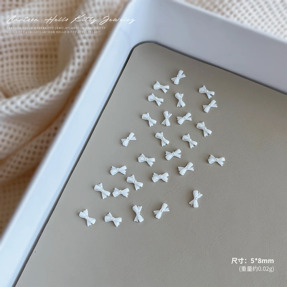 20pcs 3D Bowtie Nail Charms Pearl Bow Rhinestone Nail Art